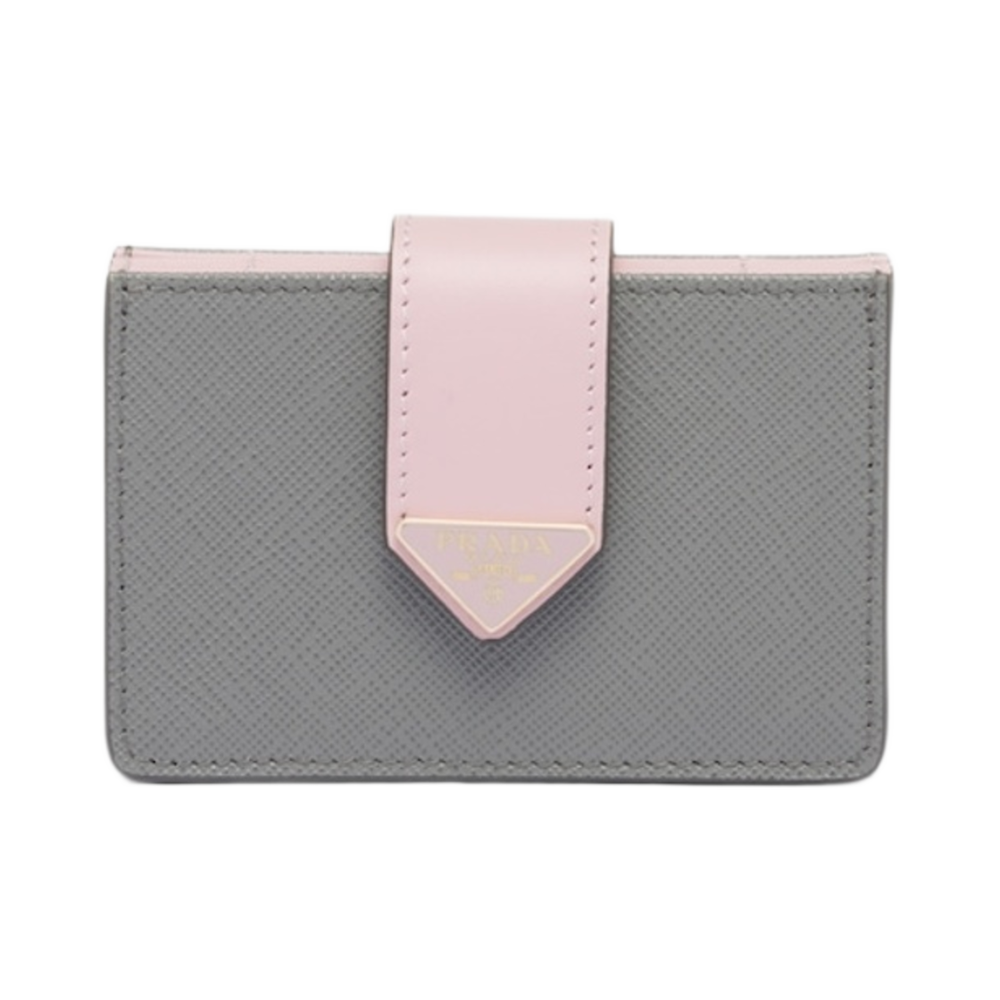 프라다 사피아노 레더 카드 홀더 슬레이트 그레이 알라바스터 핑크(Prada Saffiano Leather Card Holder Slate Gray Alabaster Pink) - 1