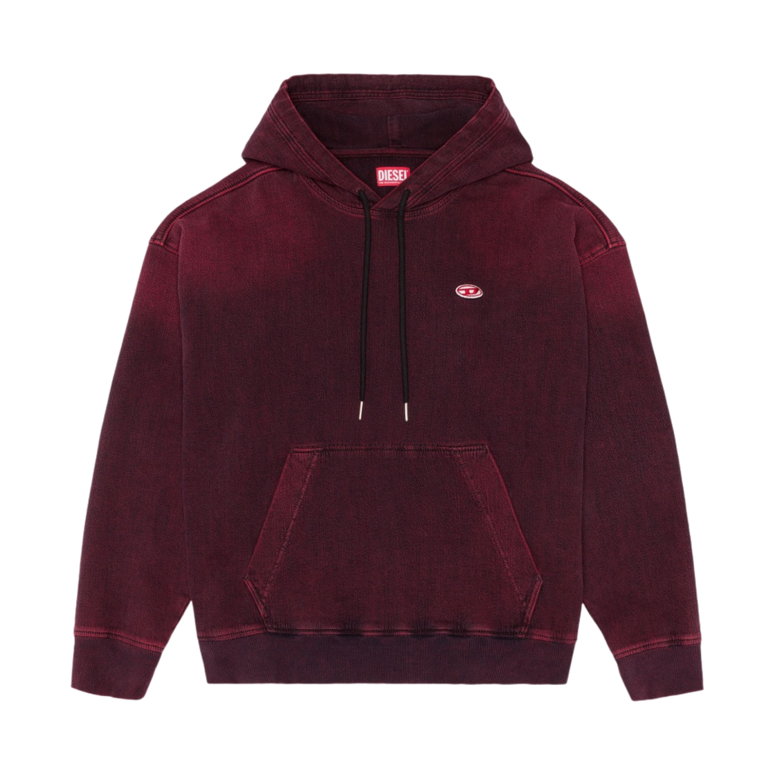 디젤 CI-D-Um-Rib-NE 후드 스웨트셔츠 버건디(Diesel Cl-D-Um-Rib-NE Hooded Sweatshirt Burgundy) - 1