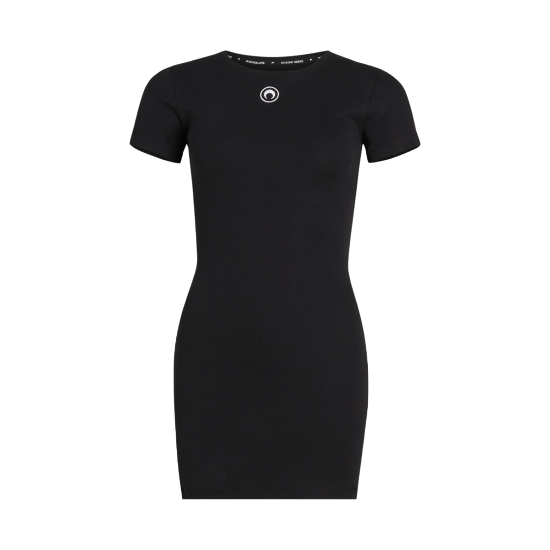 (W) 마린 세르 오가닉 코튼 립 티셔츠 드레스 블랙((W) Marine Serre Organic Cotton Rib T-Shirt Dress Black)