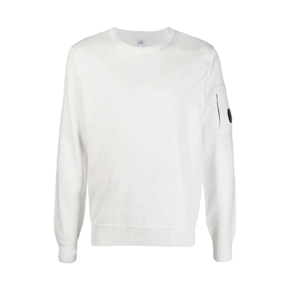 C.P. 컴퍼니 코튼 크레이프 크루넥 니트 거즈 화이트 - 23SS(C.P. Company Cotton Crepe Crewneck Knit Gauze White - 23SS) - 1