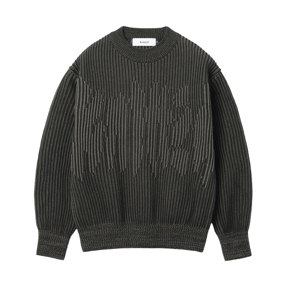 니티드 투톤 골지 로고 니트 블랙