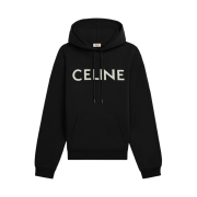 Celine Loose Hoodie in Cotton Fleece Black White