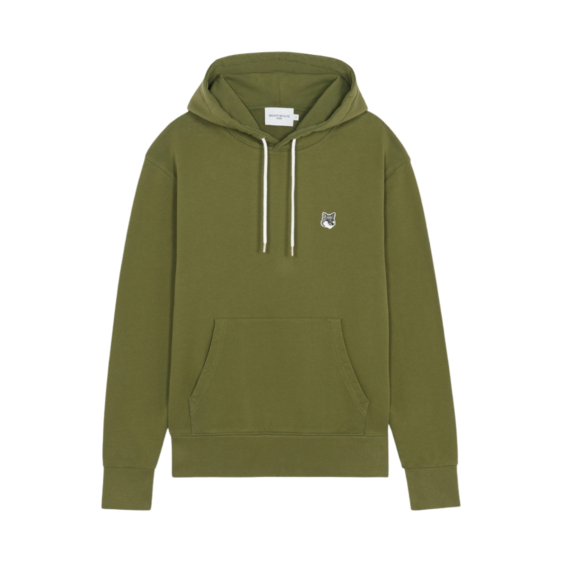 메종 키츠네 그레이 폭스 헤드 패치 클래식 후드 다크 카키(Maison Kitsune Grey Fox Head Patch Classic Hoodie Dark Khaki)