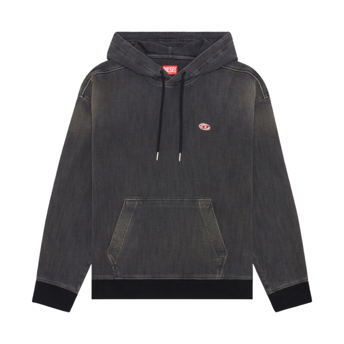 A0393909E30-02 Diesel D-Um-Rib Track Denim Hoodie Black Dark Grey