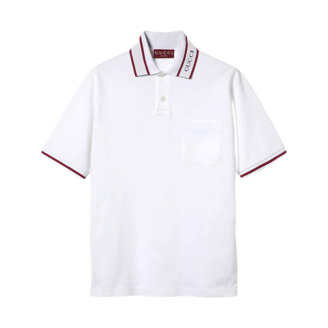 784422-XJGJW-9692 Gucci Cotton Piquet Polo Shirt with Web White Stretch Cotton Piquet