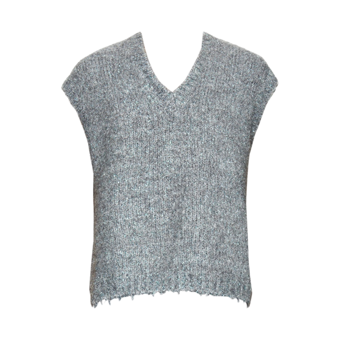 우영미 헤어리 니트 베스트 그레이 - 23FW