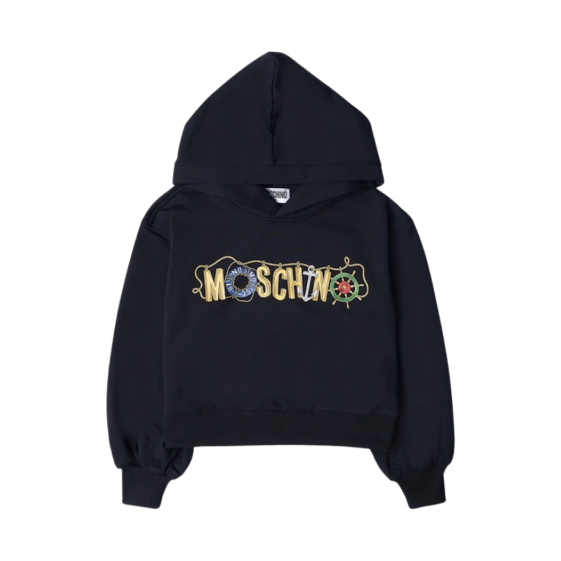 HDF059LDA0060100 (Kids) Moschino Nautical Logo Hoodie Black