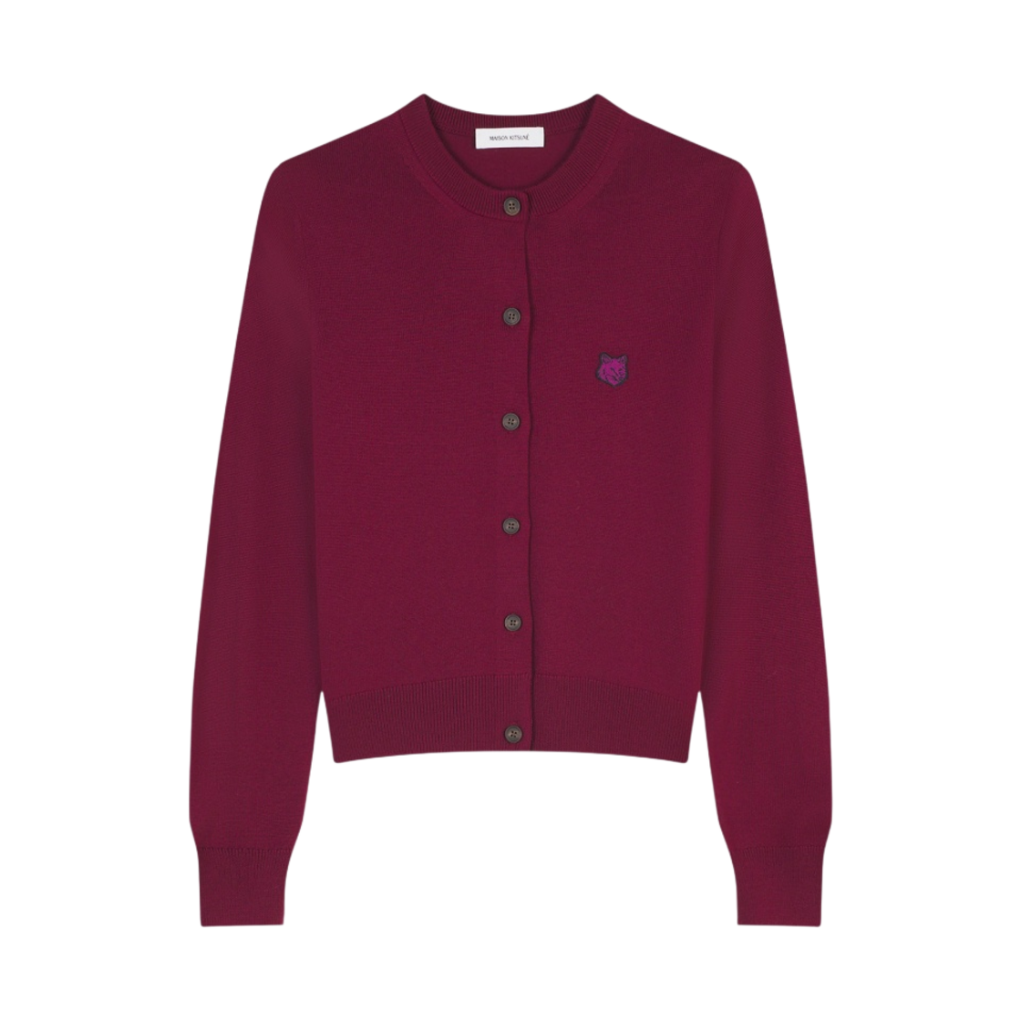 LW00506KT1036-P564 (W) Maison Kitsune Bold Fox Head Patch Regular Cardigan Grape