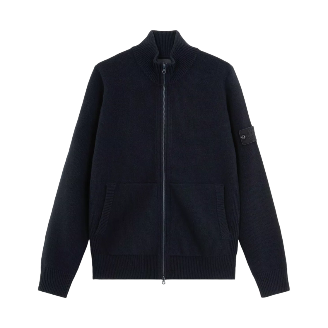 스톤 아일랜드 572FA 질롱 RWS 울 스톤 아일랜드 고스트 루즈핏 가디건 포켓 앤 지퍼 네이비 블루 - 24FW(Stone Island 572FA Geelong RWS Wool Stone Island Ghost Loose-Fit Cardigan with Pockets and Zipper Navy Blue - 24FW) - 1