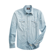 Double RL Slim Chambray Western Shirt Davy Wash