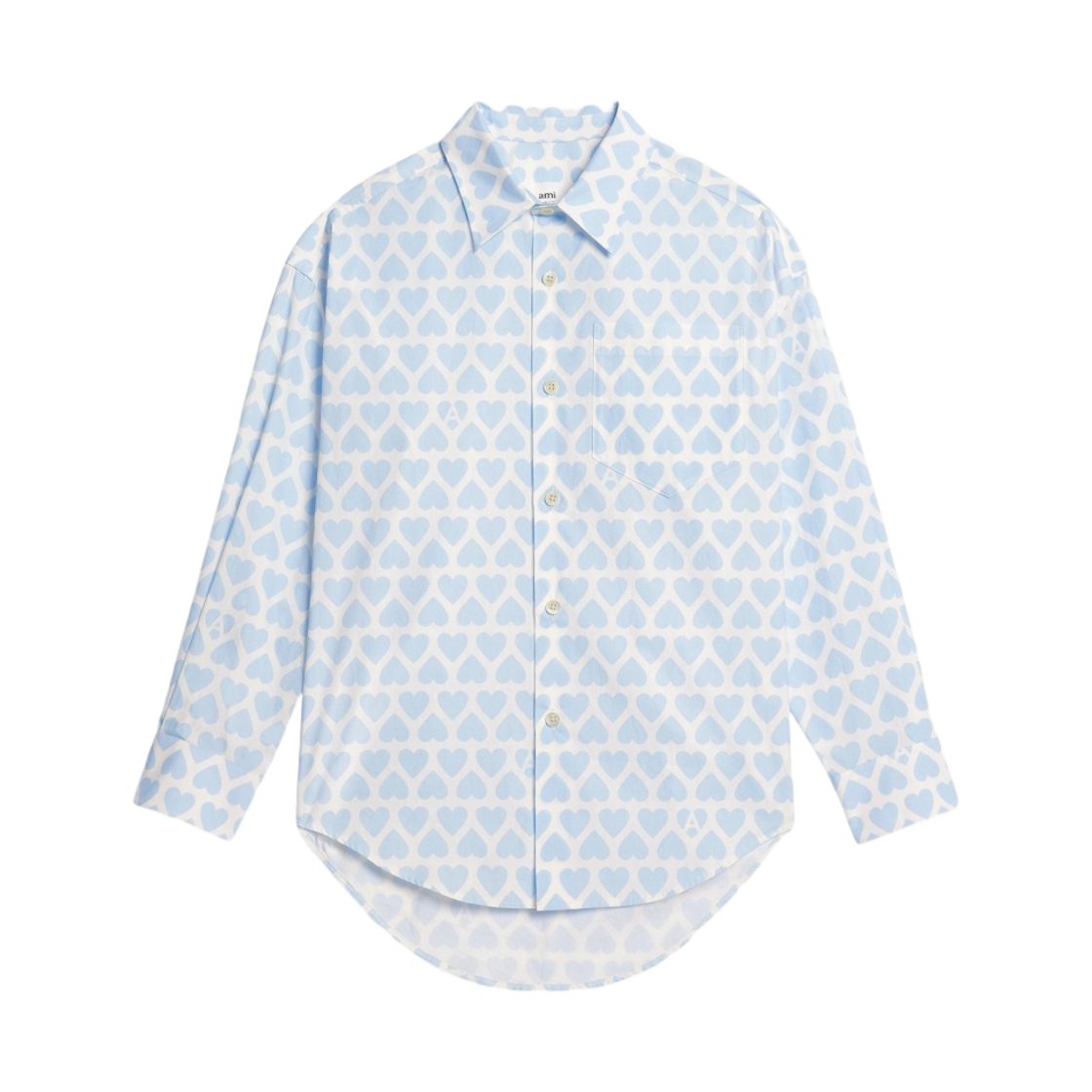 아미 박시 핏 셔츠 스카이 블루 내츄럴 화이트(AMI Boxy Fit Shirt Sky Blue Natural White) - 1