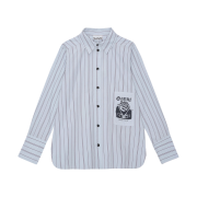 (W) Ganni Re-Cut Striped Cotton Shirt Heather