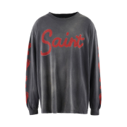 Saint Mxxxxxx Foot Print LS T-Shirt Black - 23AW