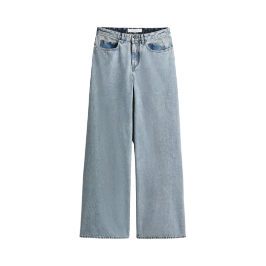 (W) H&M x Rokh Two Tone Baggy Jeans Light Denim Blue Denim Blue