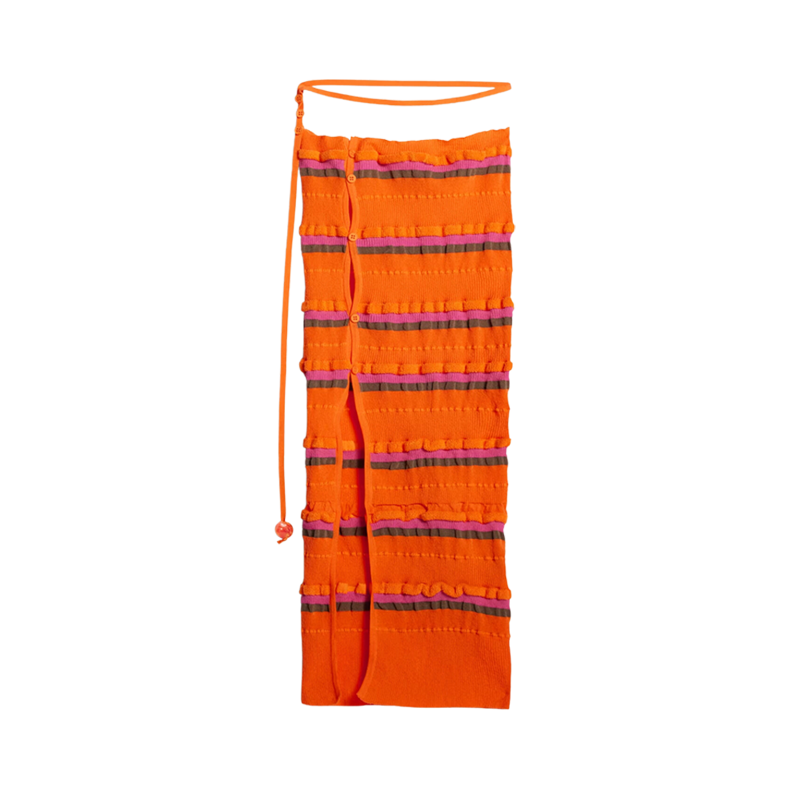 231KN129-2282-750 (W) Jacquemus La Jupe Maille Concha Asymmetric Striped Skirt Orange