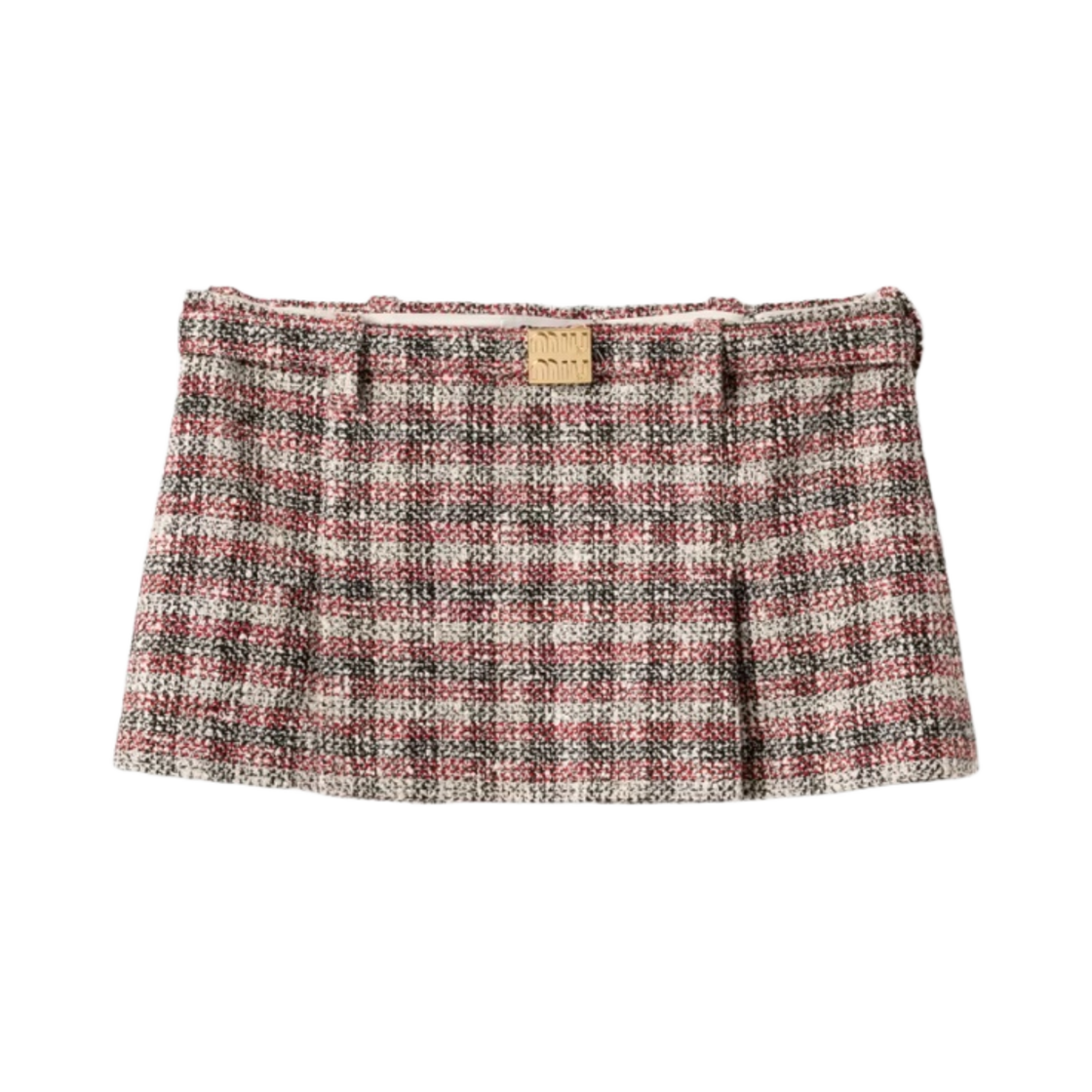 (W) 미우 미우 체크 미니스커트 포메그레네이트 옐로우 레드((W) Miu Miu Check Mini Skirt Pomegranate Yellow Red) - 1