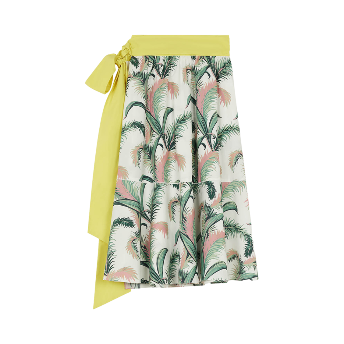 (W) 메종 키츠네 팜 프론드 랩 미디 스커트 멀티코 디자인((W) Maison Kitsune Palm Frond Wrap Midi Skirt Multico Design) - 2