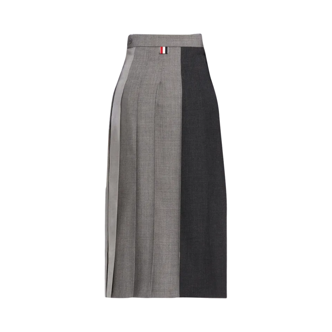 (W) 톰브라운 펀믹스 울 2 플라이 프레스코 빌로우 니 클래식 플리츠 스커트 다크 그레이((W) Thom Browne Fun-Mix Wool 2 Ply Fresco Below Knee Classic Pleated Skirt Dark Grey) - 2