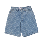 BAPE College Monogram Relaxed Fit 13 oz. Denim Shorts Light Indigo