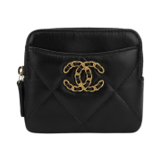 Chanel 19 Zipped Coin Purse Lambskin & Gold Black