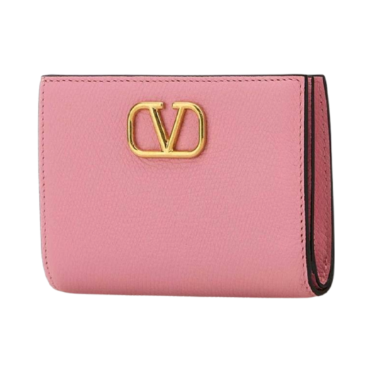 Valentino Vlogo Signature Grainy Calfskin Wallet Pink