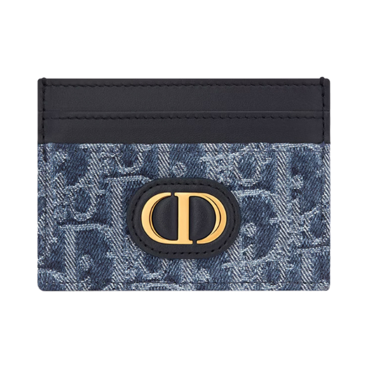 S2152UDCE-M49E Dior 30 Montaigne Freesia Card Holder Blue Denim Dior Oblique Jacquard