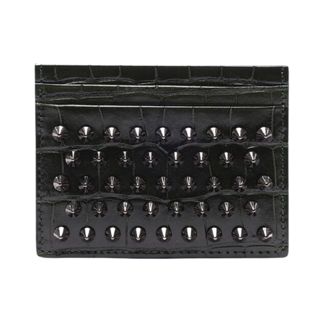 3215252E468 Christian Louboutin Kios Spikes Card Holder Forest Night