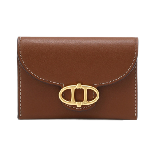 AAHO5E344W2 Athe Vanessabruno Leather Flap Accordion Card Wallet Brown