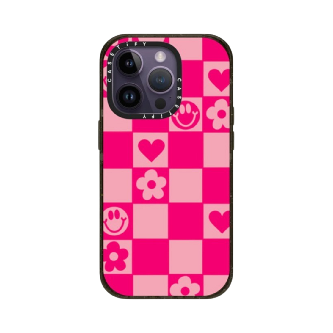 케이스티파이 아이폰 스마일리 데이지 그리드 바이 블라이스 맥세이프 임팩트 케이스 매트 블랙(Casetify iPhone Smiley Daisy Grid by Blythe MagSafe Impact Case Matte Black) - 1