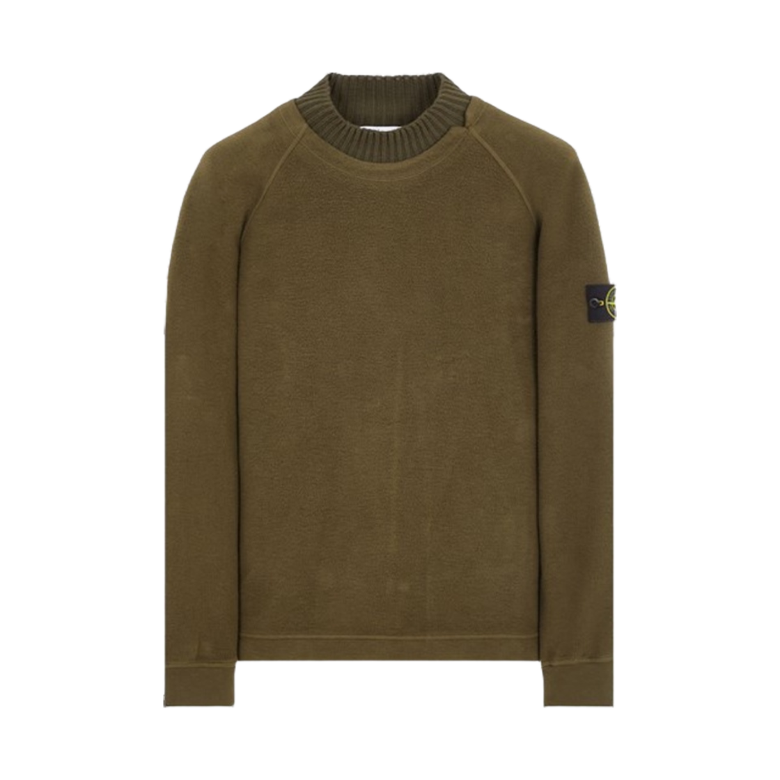 791560954-V0058 Stone Island 60954 Garmendt Dyed Gauzed Cotton Nylon Fleece Mock Turtleneck Sweatshirt Military Green - 23FW