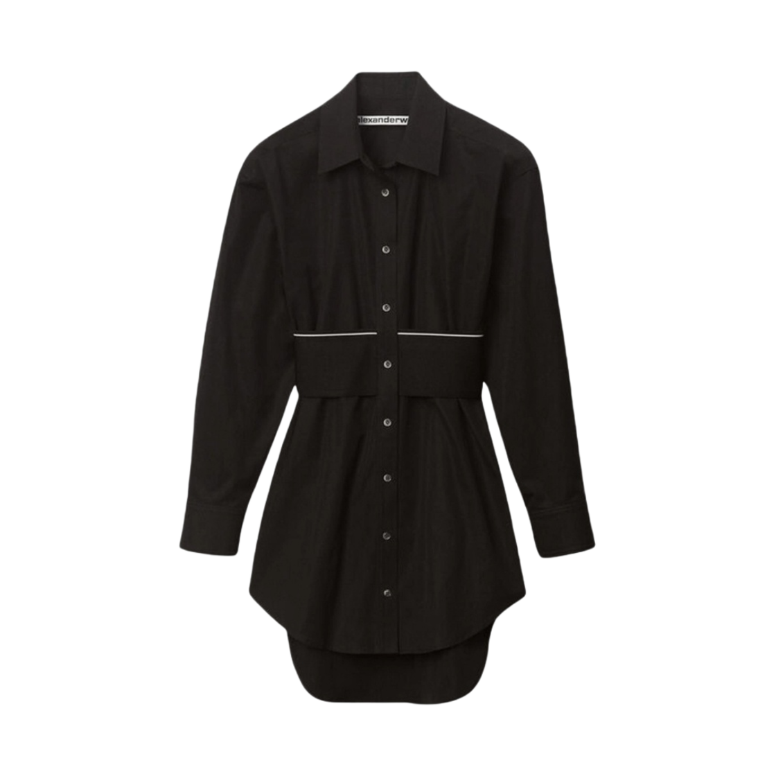 1WC3226492001 (W) Alexander Wang Logo Elastic Dress in Cotton Poplin Black
