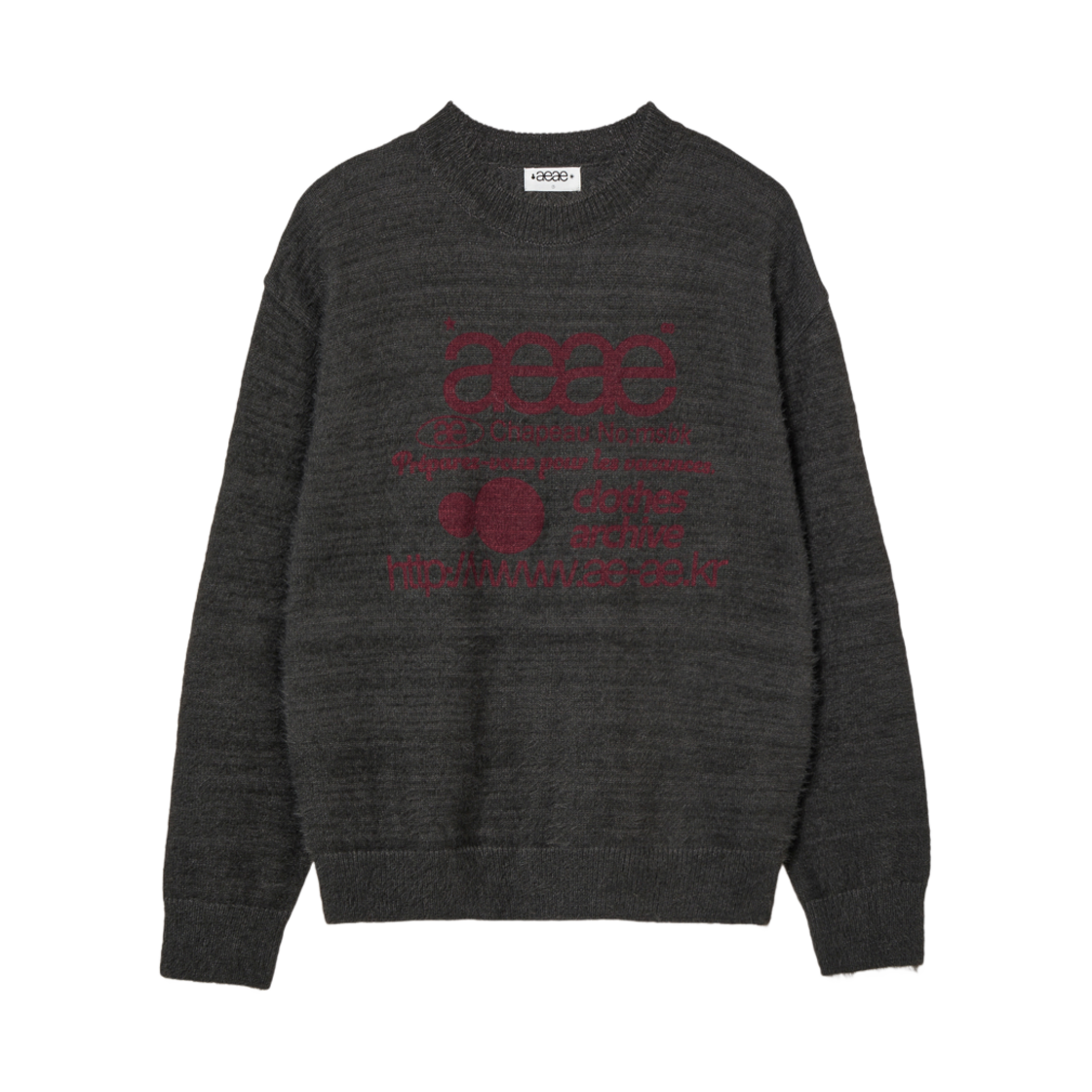 에이에이 웹 로고 헤어리 니트 차콜(Aeae Web Logo Hairy Knit Charcoal) - 1