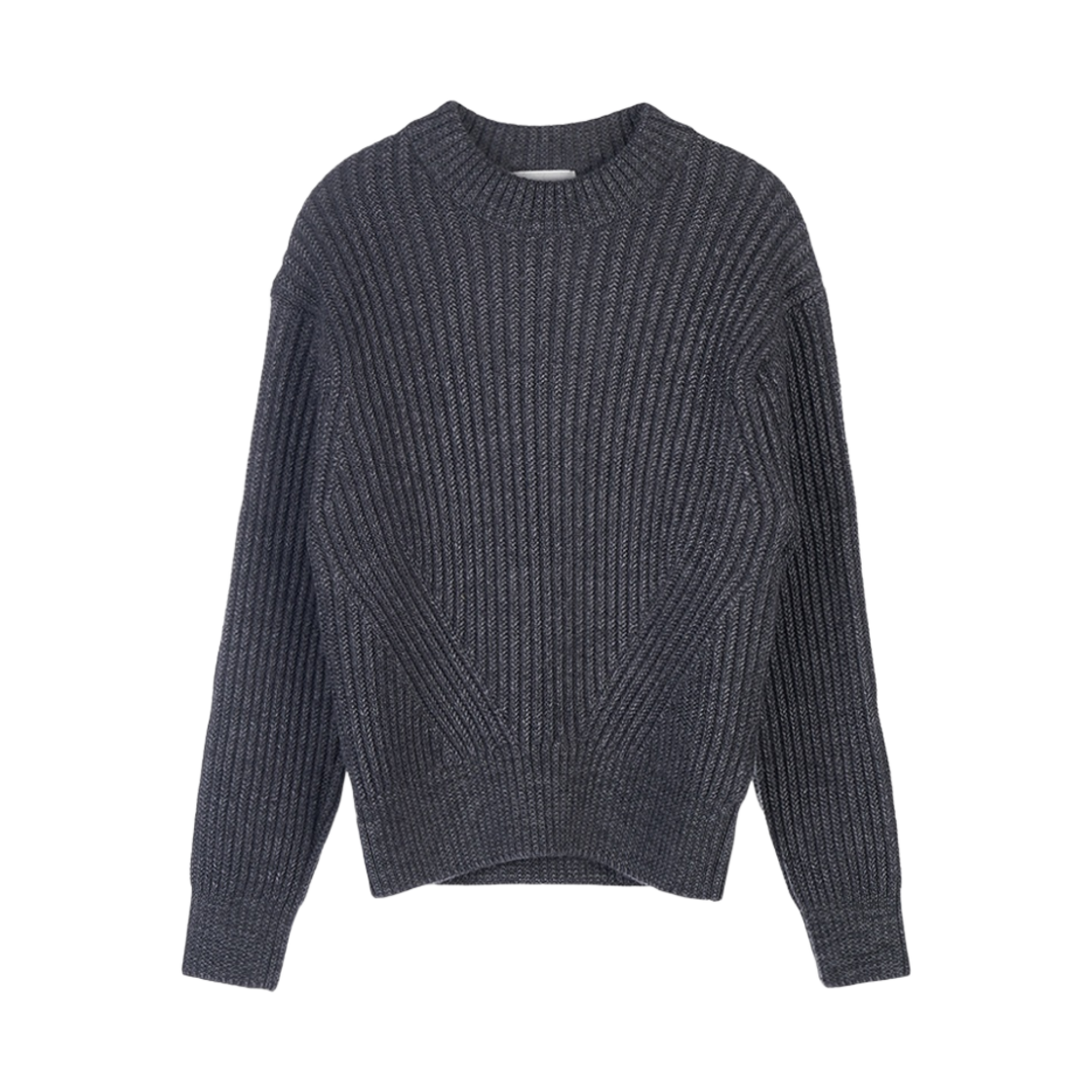 HKS010-027-055 AMI Round Collar Ribbed Sweater Heather Grey