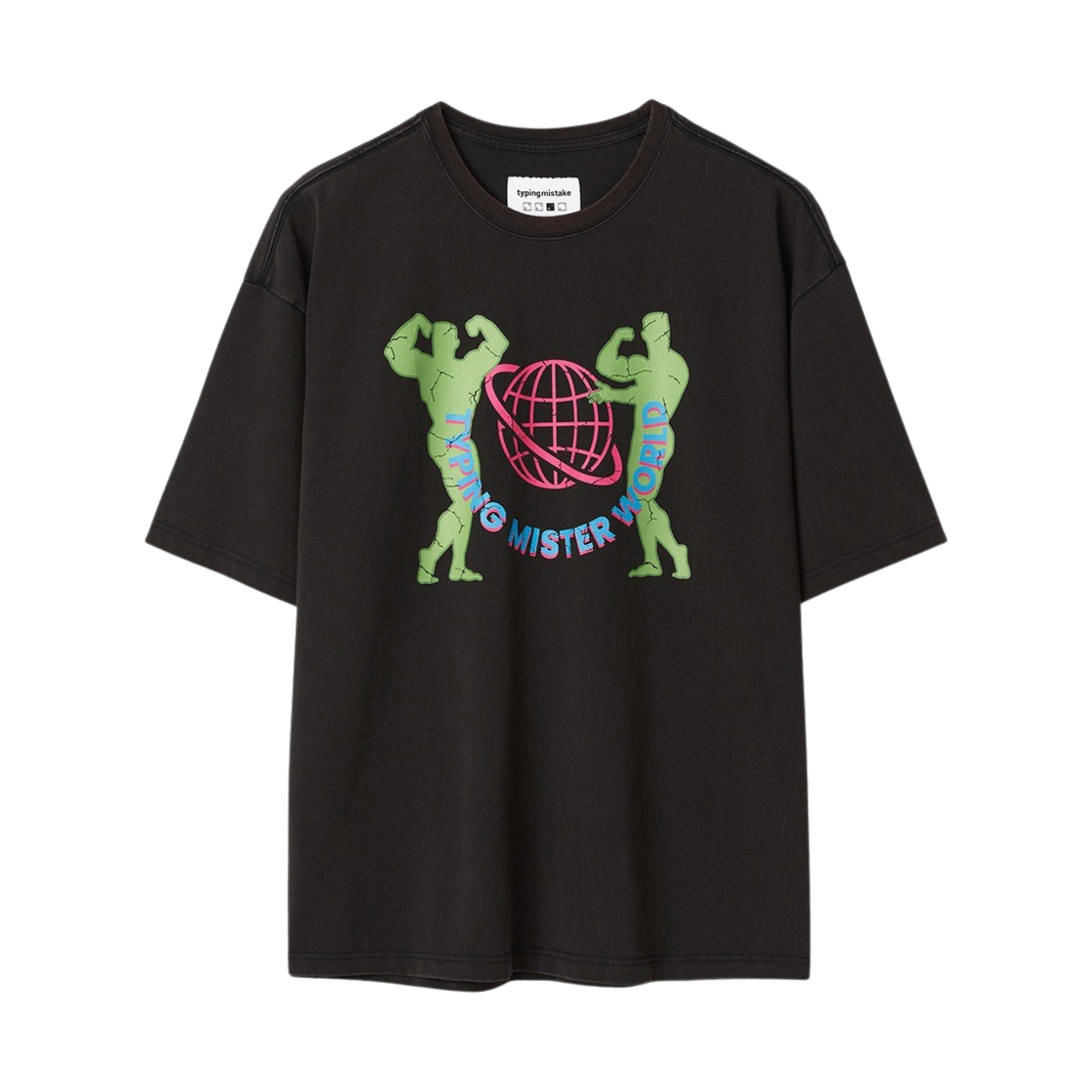 2301TMTS001UBK Typing Mistake Vntg Graphic Washed T-Shirt Black