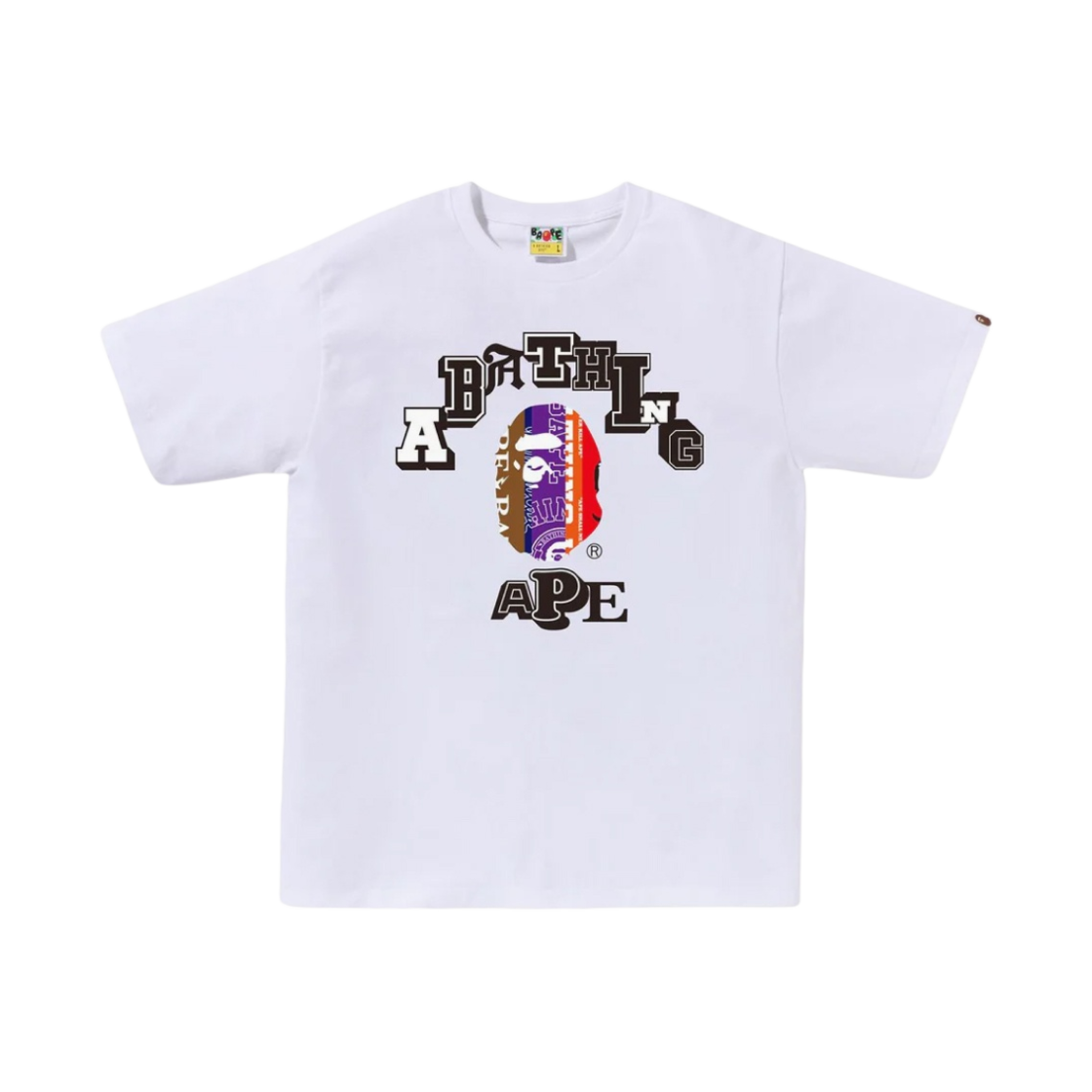 001TEK301323 BAPE Fans Scarf College T-Shirt White - 대표 이미지 #1