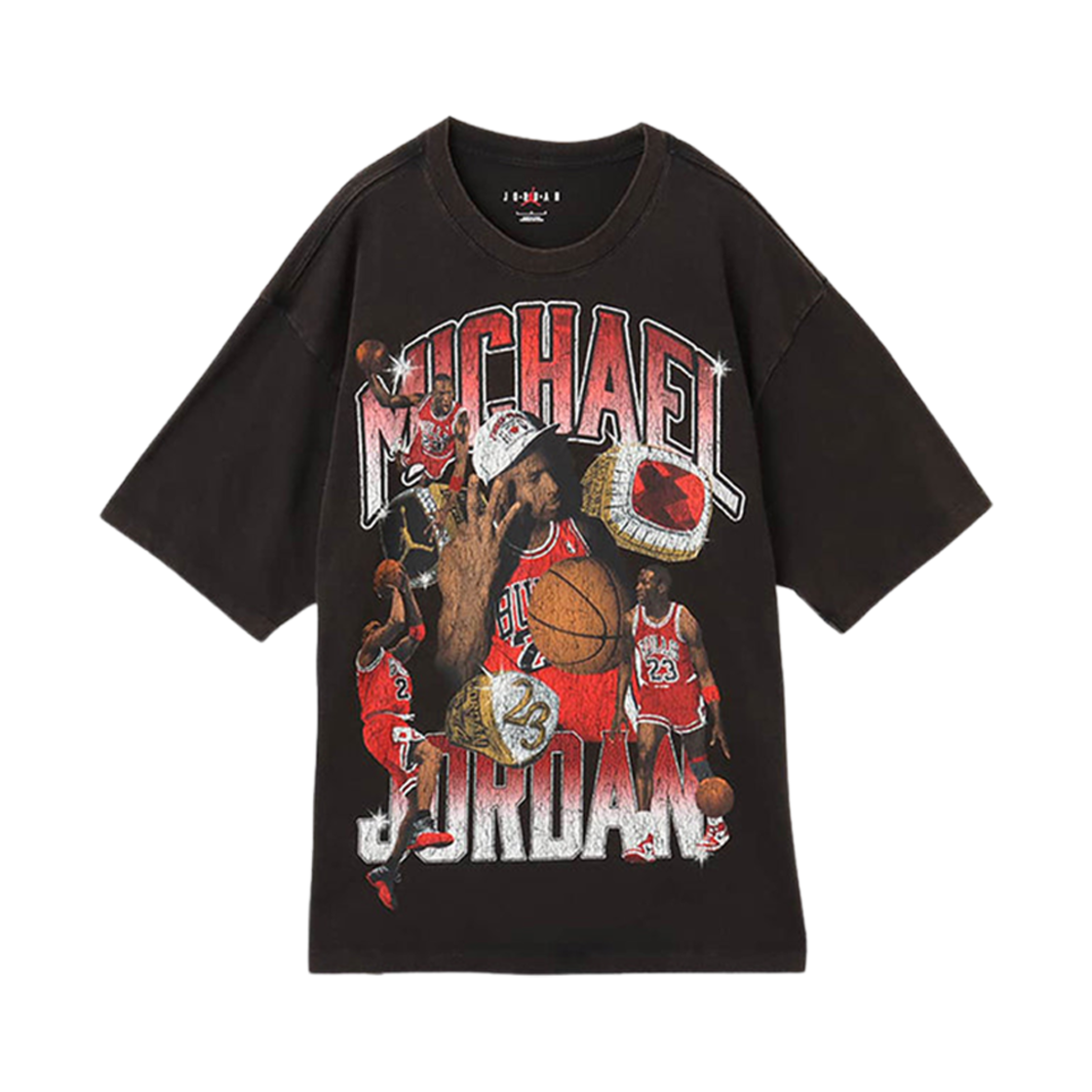 조던 플라이트 에센셜 오버사이즈 티셔츠 블랙 바시티 레드 - 아시아(Jordan Flight Essentials Oversized T-Shirt Black Varsity Red - Asia)