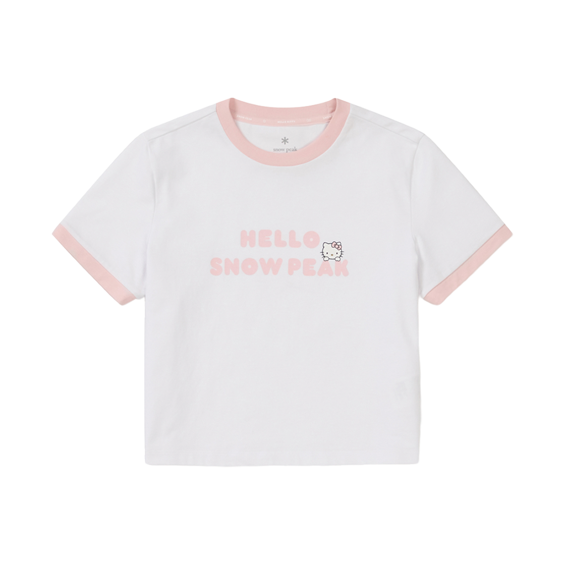 (W) 스노우피크 x 헬로 키티 링거 숏슬리브 티셔츠 화이트((W) Snow Peak x Hello Kitty Ringer Short Sleeve T-Shirt White)
