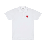 Play Comme des Garcons Red Double Heart Polo Shirt White
