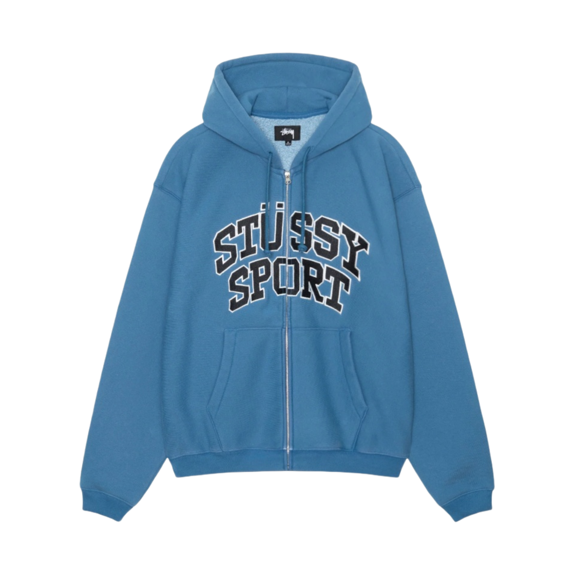 스투시 스포츠 후드 집업 워시드 블루