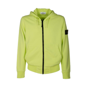 Stone Island 64251 Cotton Fleece Full Zip Hooded Sweatshirt Lemon - 22SS