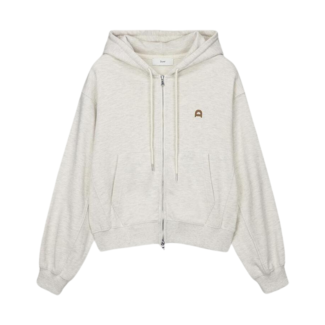 던스트 레더 로고 집업 후드 오트밀 멜란지(Dunst Leather Logo Zip-Up Hoodie Oatmeal Melange)