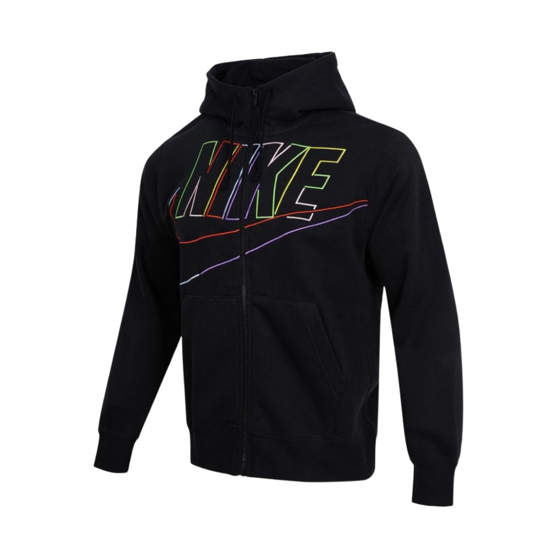 DX0536-010 Nike Club Fleece+ Brushed Full Zip Hoodie Black - Asia
