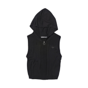 (W) Mischief Rhombus Hooded Knit Vest Black