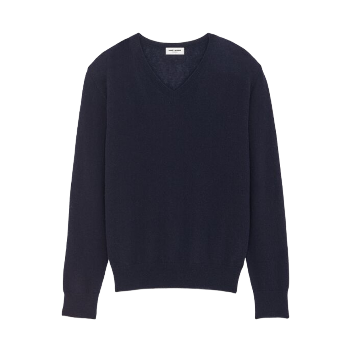 (W) 생로랑 브이넥 스웨터 캐시미어 앤 실크 블루 뉘((W) Saint Laurent V-Neck Sweater In Cashmere And Silk Bleu Nuit) - 1