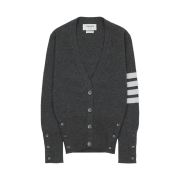 (W) Thom Browne Cashmere 4-Bar V-Neck Cardigan Medium Grey