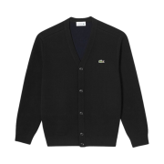 Lacoste Basic V-Neck Wool Cardigan Black