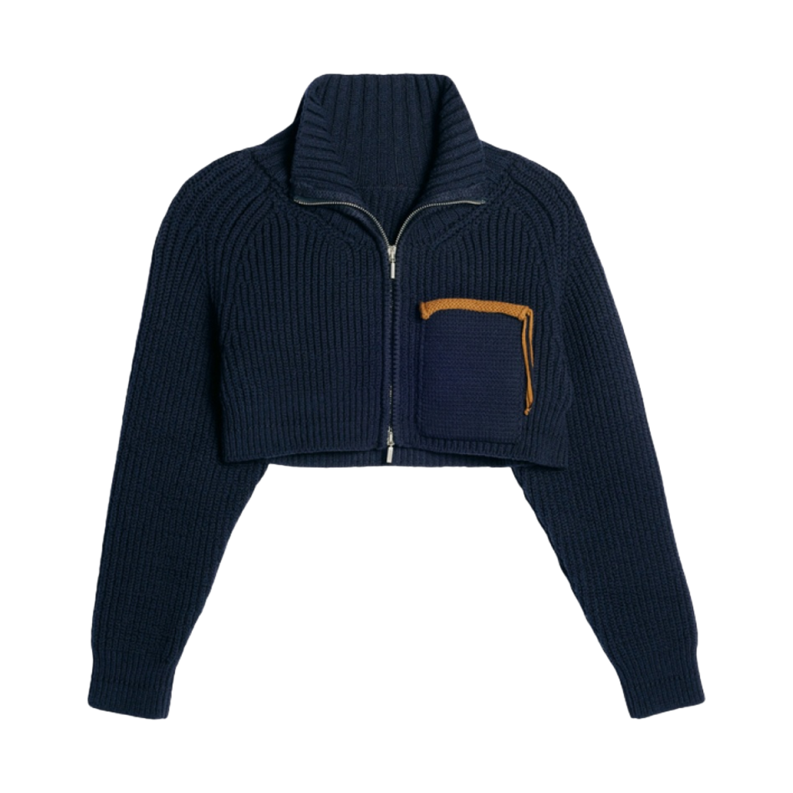 (W) 자크뮈스 르 가디건 아크로 코트 하이 넥 가디건 네이비((W) Jacquemus Le Cardigan Arco Court High Neck Cardigan Navy) - 1