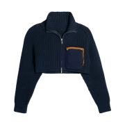(W) Jacquemus Le Cardigan Arco Court High Neck Cardigan Navy