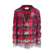 Maison Margiela Distressed Knit Cardigan Red