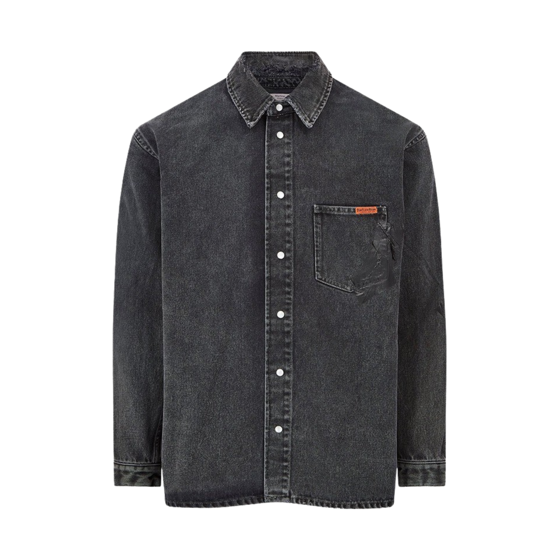 KM4BSHLMR09RG Martine Rose Denim Overshirt Black Wash Gaffer Tape